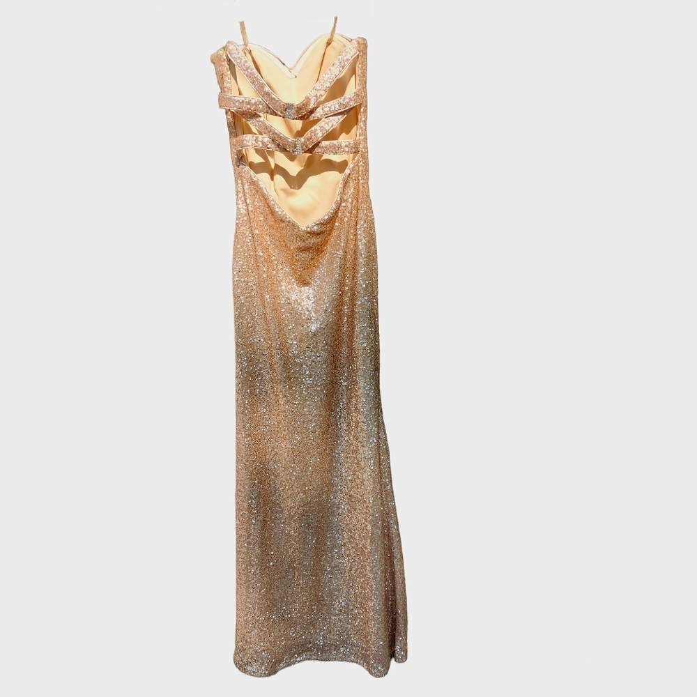 La Femme long golden formal prom dress size 2
